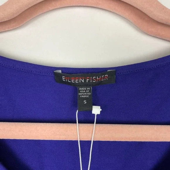 NWT Eileen Fisher Scoop Neck Tee Blue Violet Indigo Long Sleeve - Picture 7 of 14
